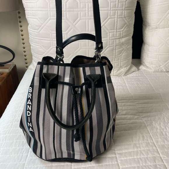 BRANDINA The Original Canvas & Leather Top Handle Crossbody Bucket Bag Tote - Picture 5 of 16